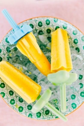 Afro-Asian Mango, Coconut, and Lime Leaf Popsicles